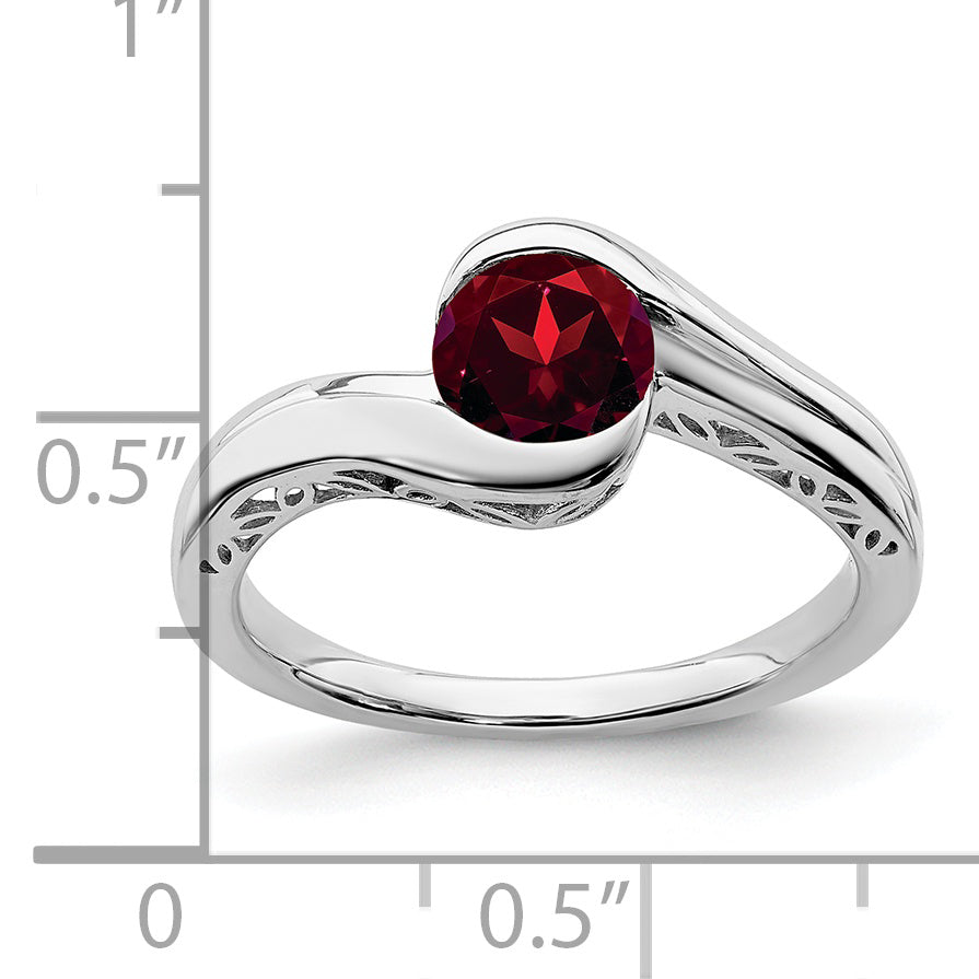 10k White Gold Garnet Bypass Ring Secondary image