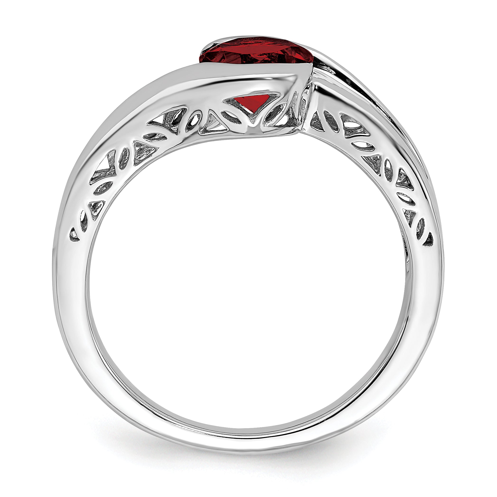 14k White Gold Garnet Bypass Ring Secondary image