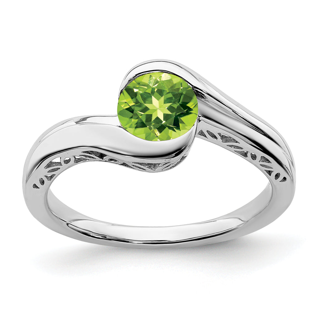 10k White Gold Peridot Bypass Ring