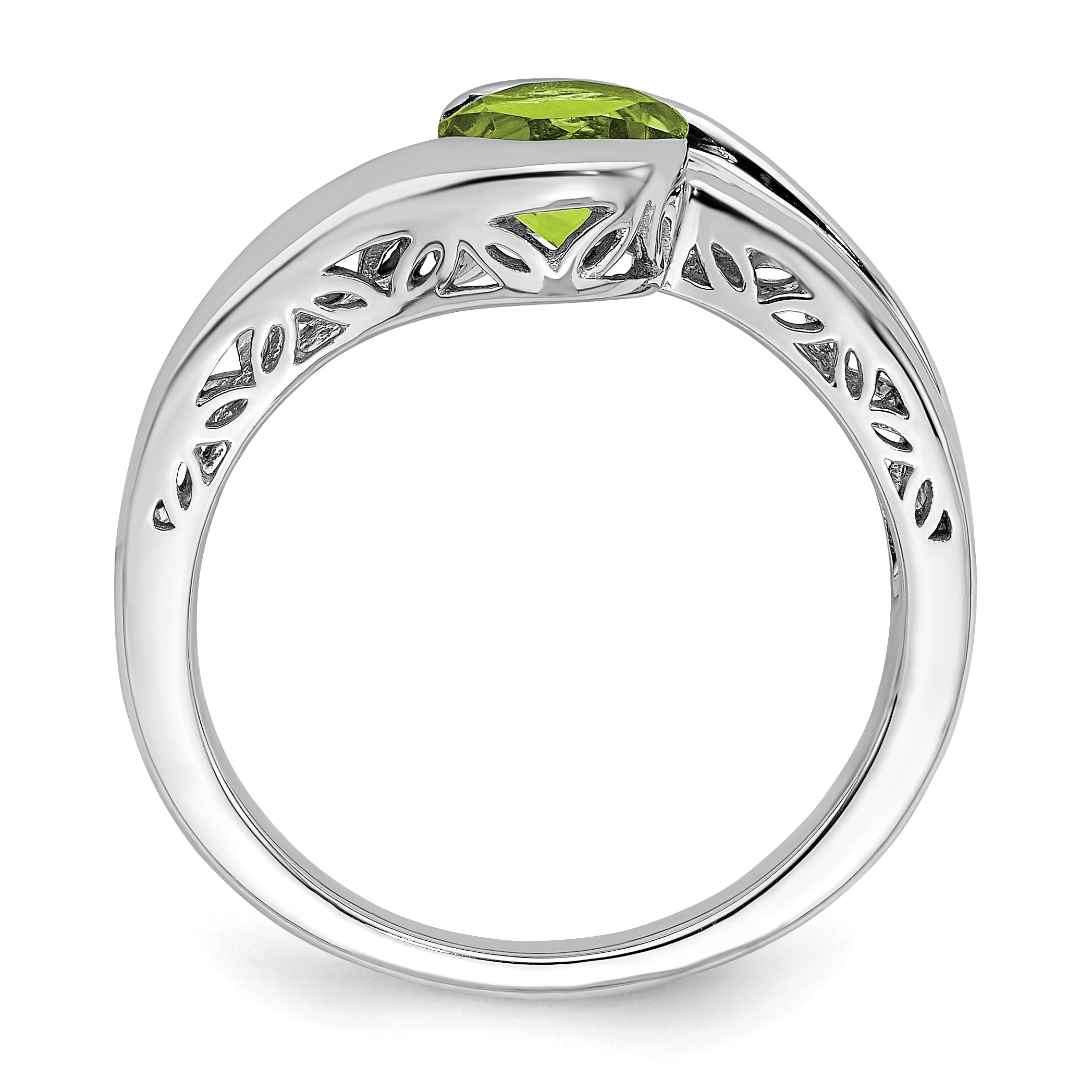 14k White Gold Peridot Bypass Ring Secondary image