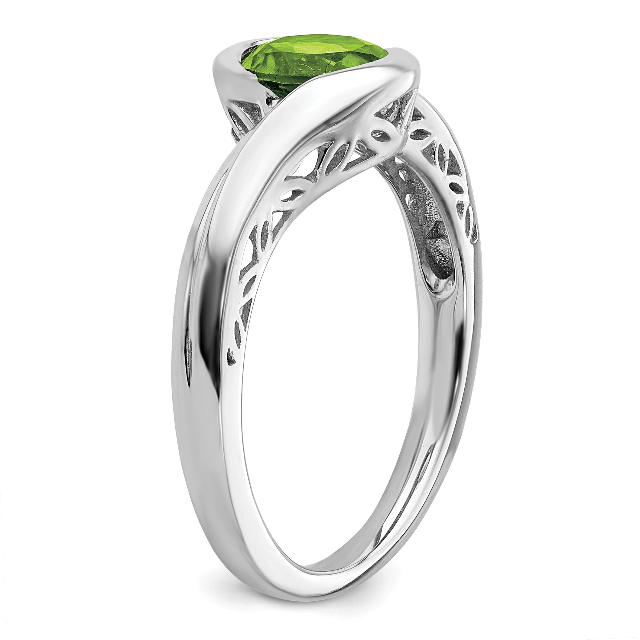 14k White Gold Peridot Bypass Ring