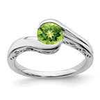 14k White Gold Peridot Bypass Ring
