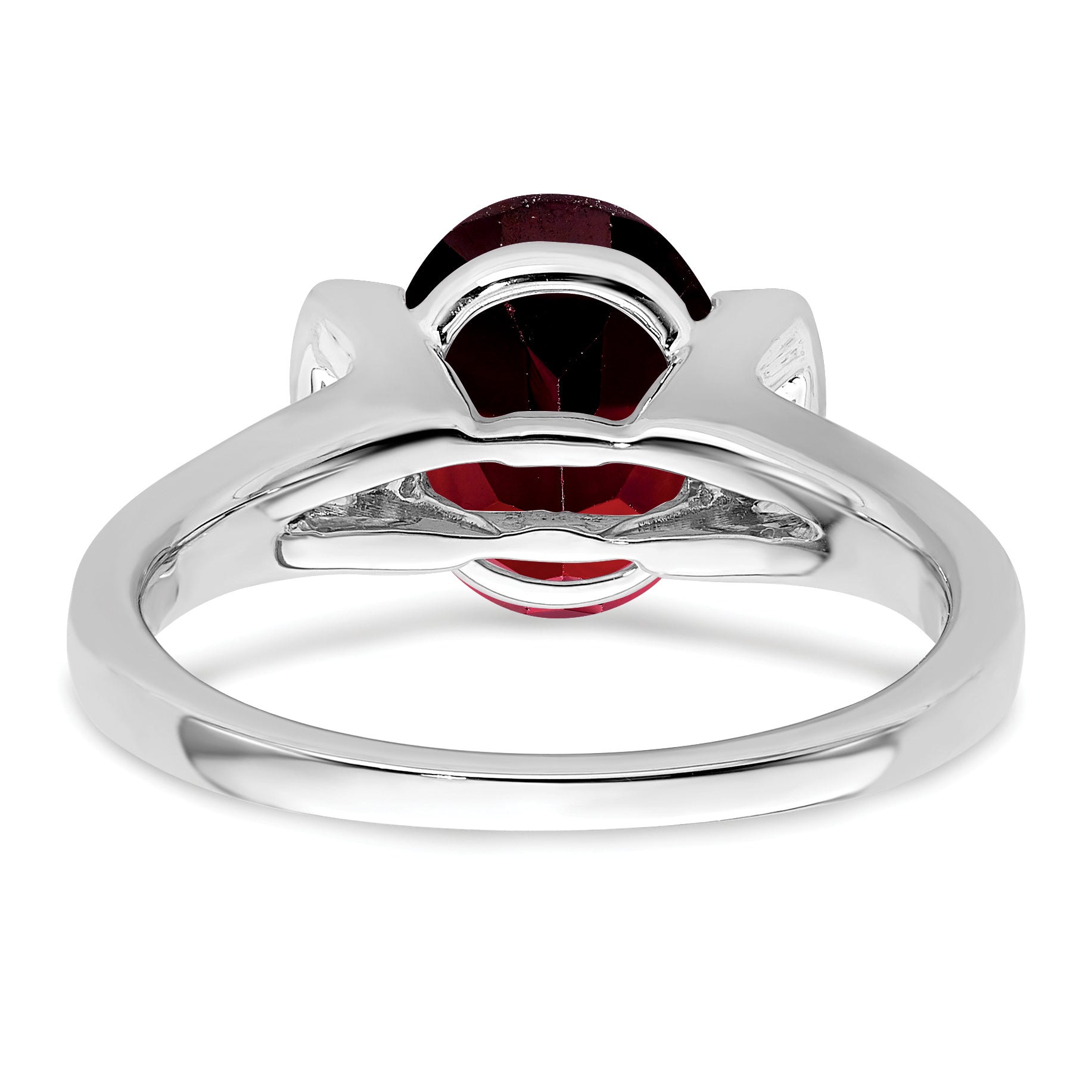 14k White Gold Oval Garnet and Diamond Ring