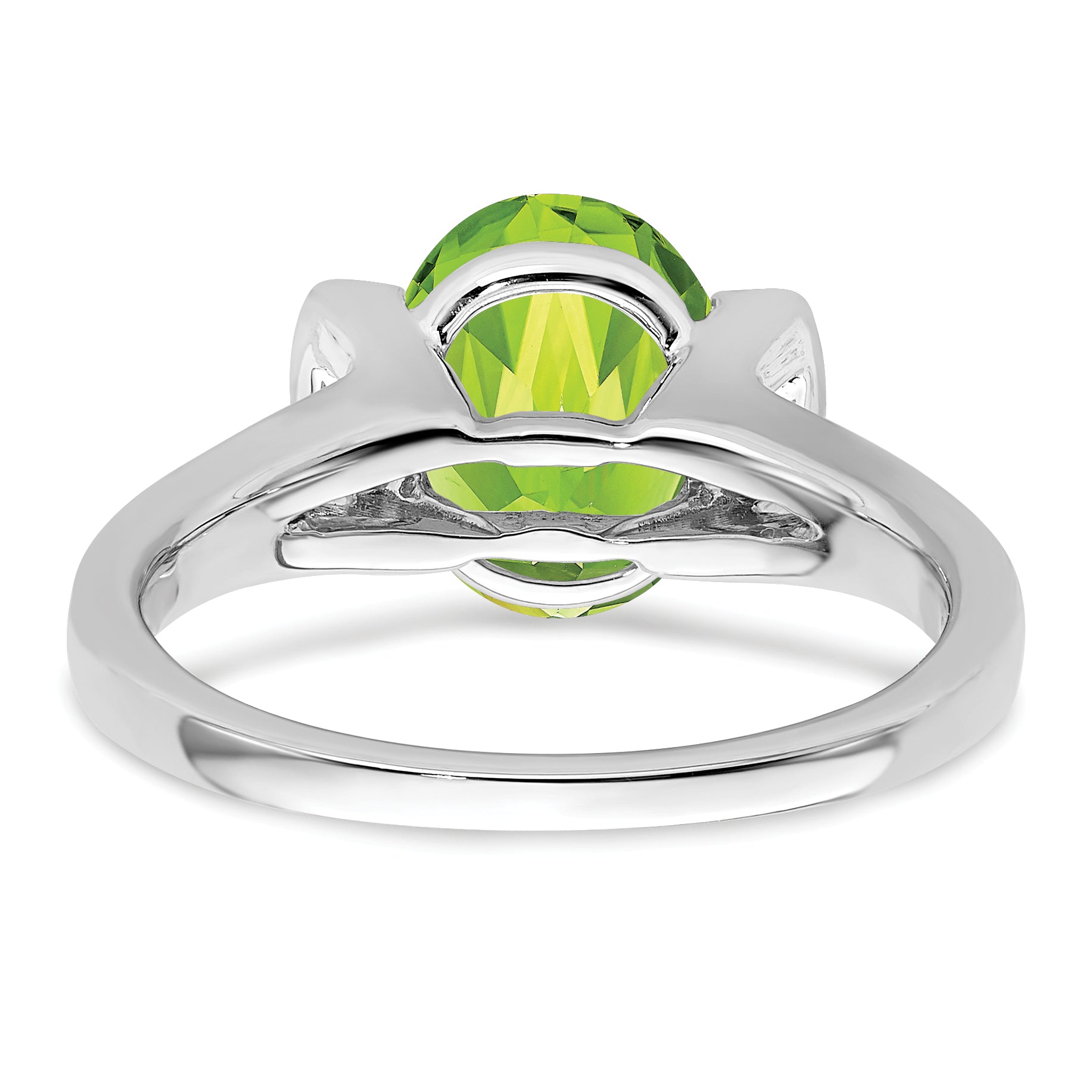 14k White Gold Oval Peridot and Diamond Ring