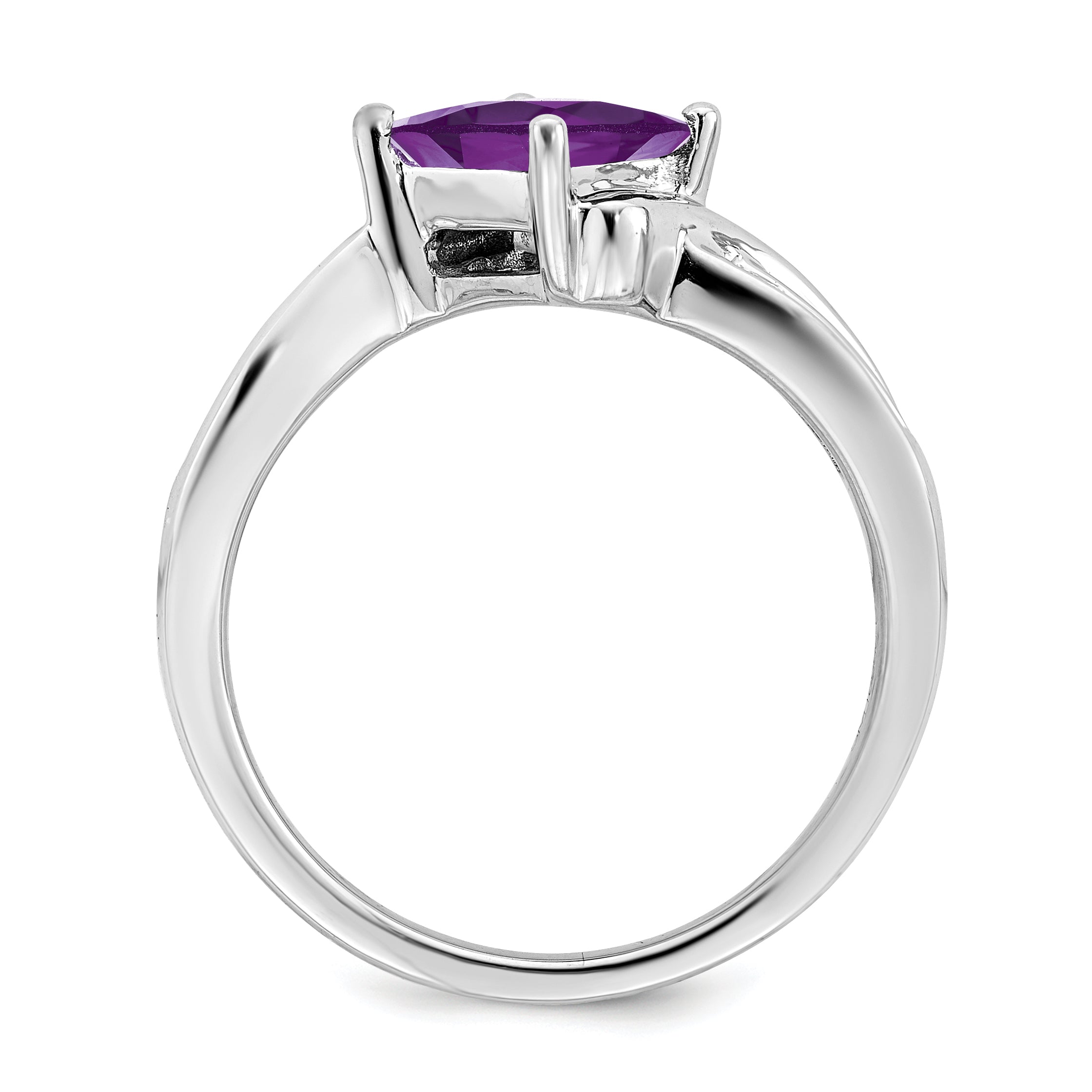 14k White Gold Square Amethyst and Diamond Ring Secondary image