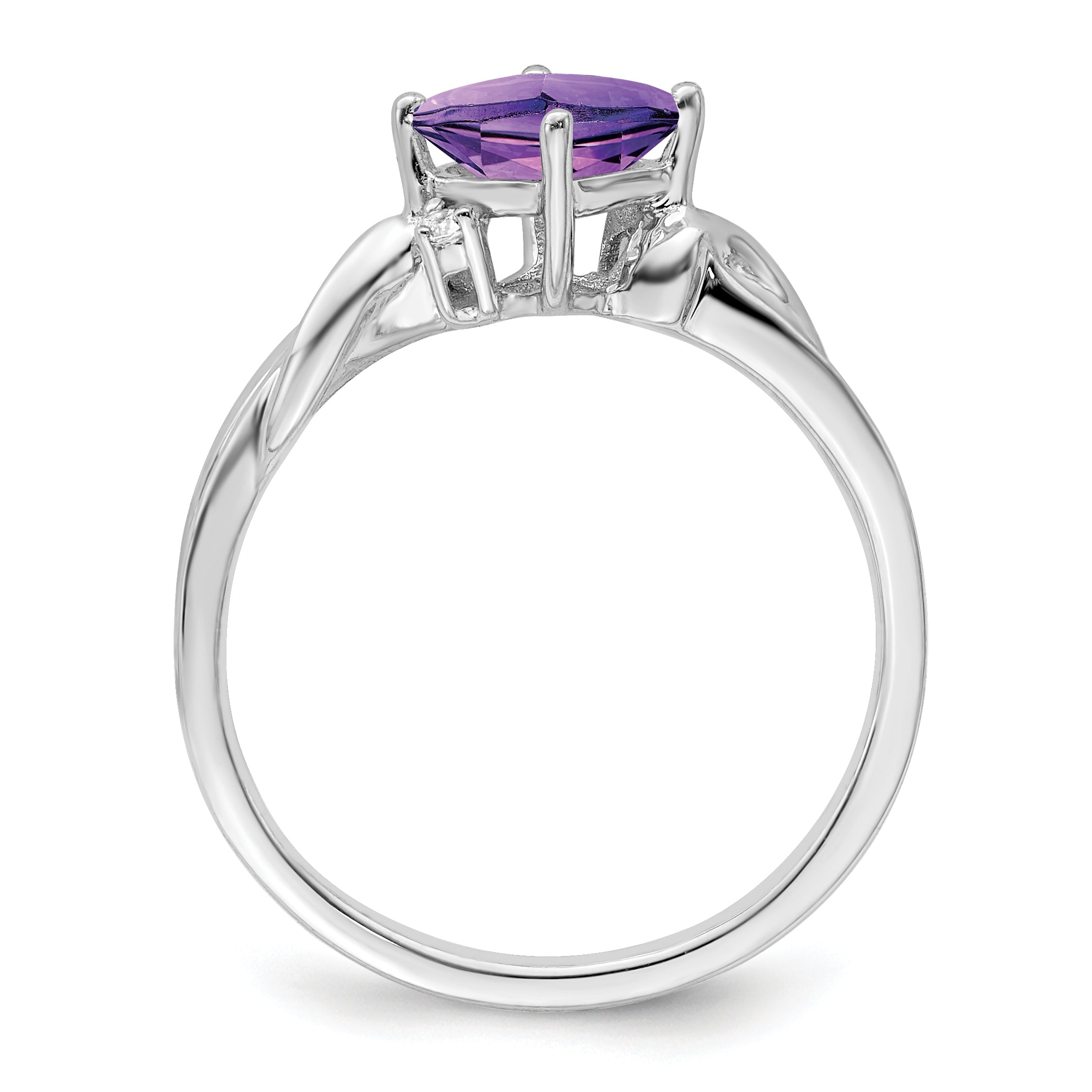 14k White Gold Cushion Amethyst and Diamond Ring Secondary image