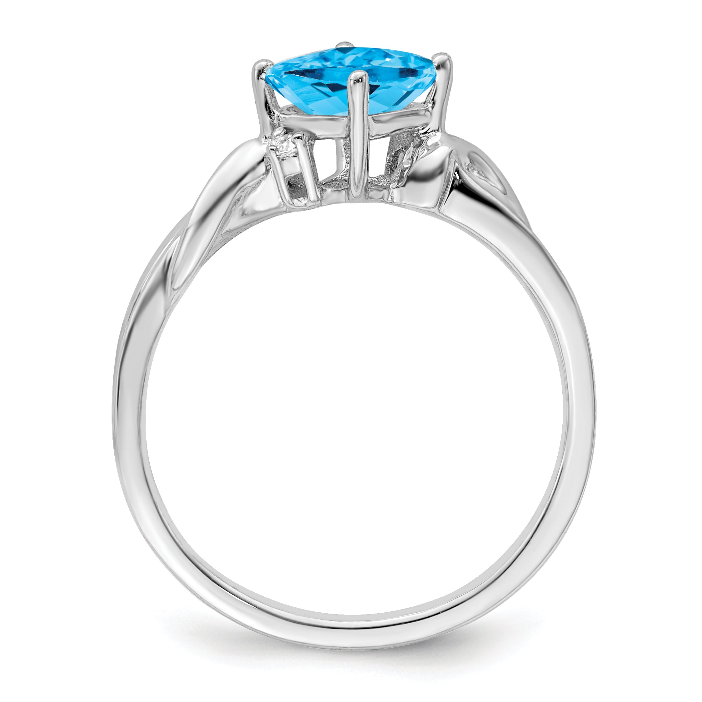 14k White Gold Cushion Blue Topaz and Diamond Ring Secondary image