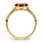 14k Garnet and Diamond Floral Ring