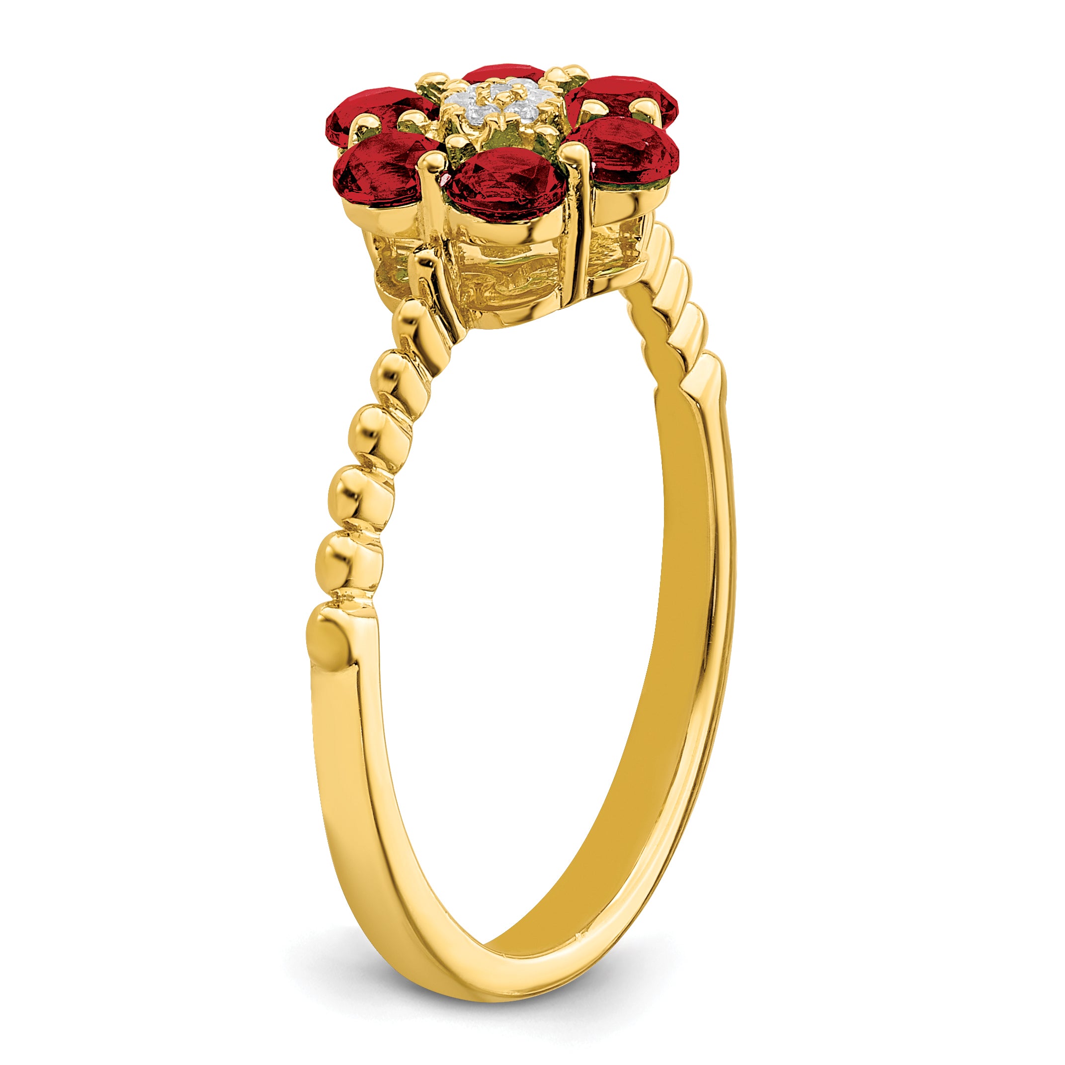 14k Garnet and Diamond Floral Ring