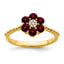 14k Garnet and Diamond Floral Ring