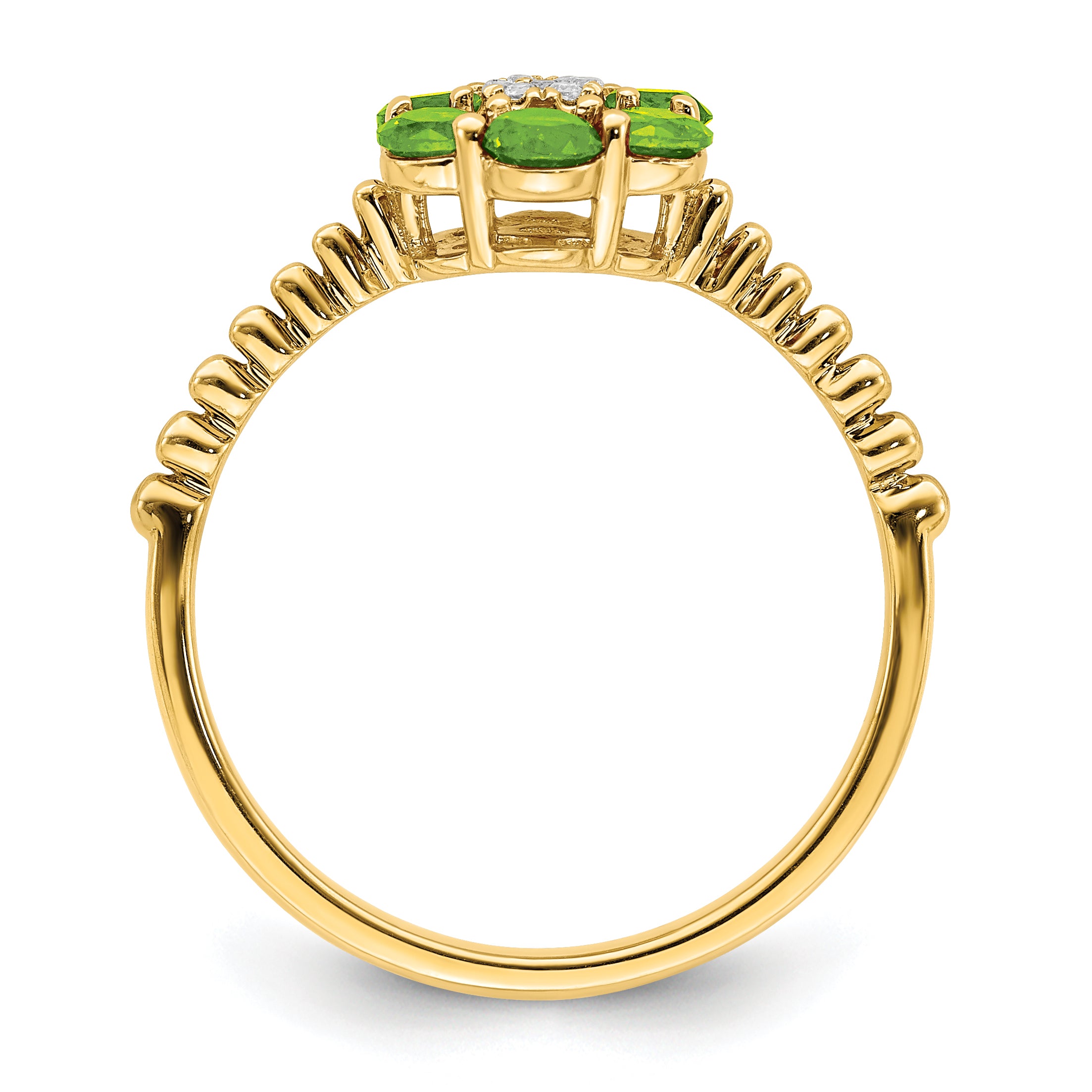 14k Peridot and Diamond Floral Ring Secondary image