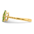 14k Peridot and Diamond Floral Ring