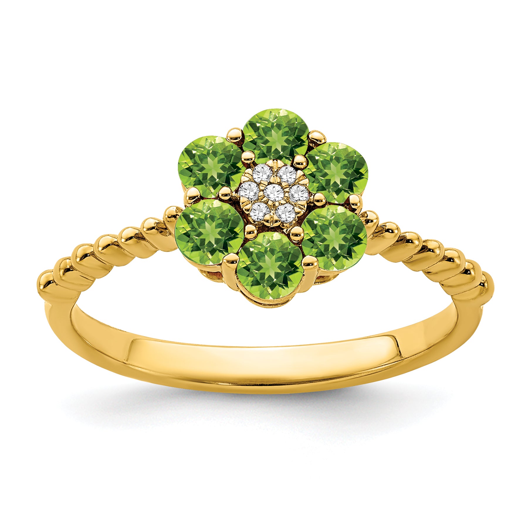14k Peridot and Diamond Floral Ring Main image
