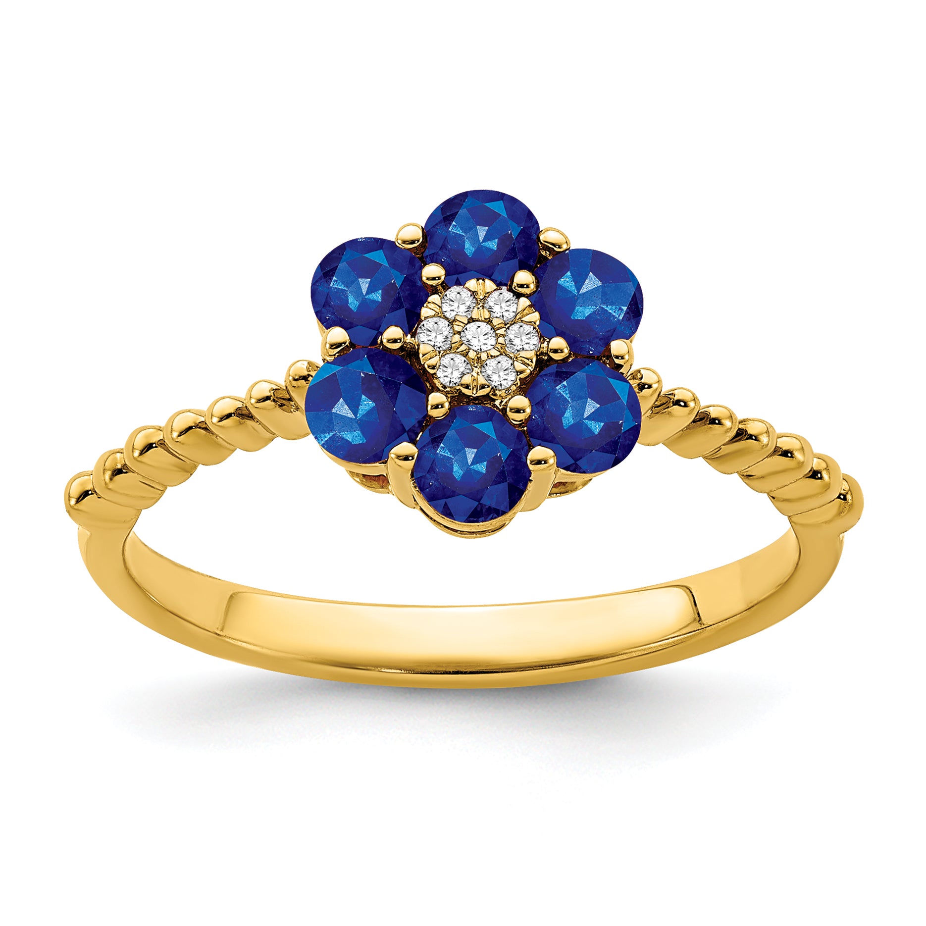 14k Sapphire and Diamond Floral Ring Main image