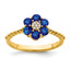 14k Sapphire and Diamond Floral Ring