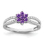 14k White Gold Amethyst and Diamond Floral Ring