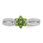 14k White Gold Peridot and Diamond Floral Ring