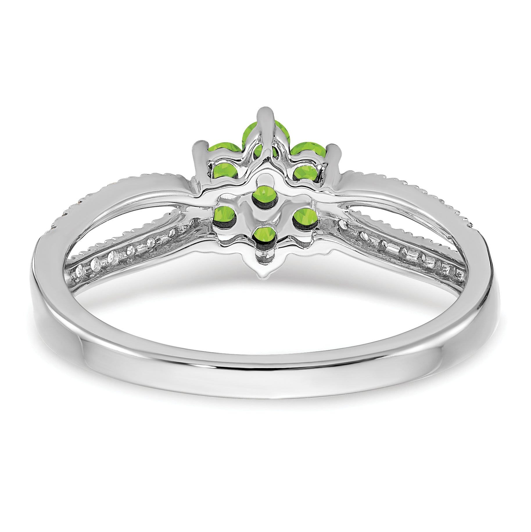 14k White Gold Peridot and Diamond Floral Ring