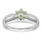 14k White Gold Peridot and Diamond Floral Ring