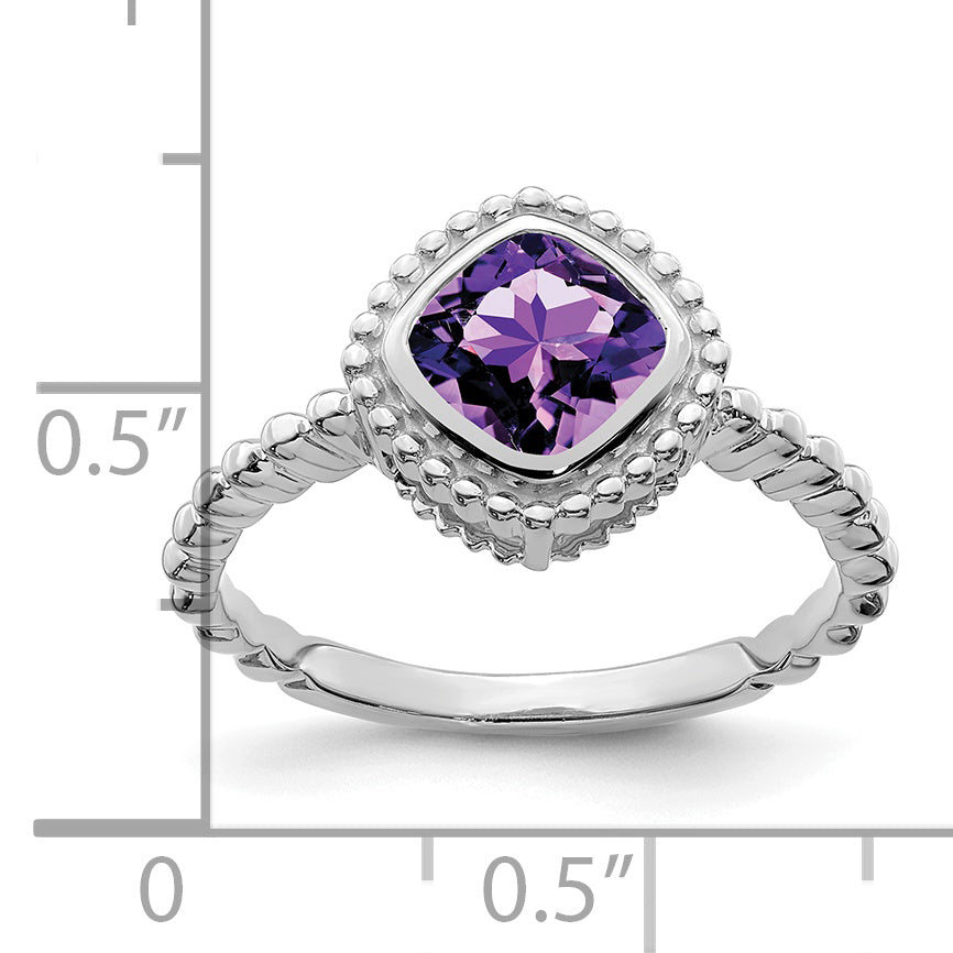 10k White Gold Cushion Amethyst Ring Secondary image