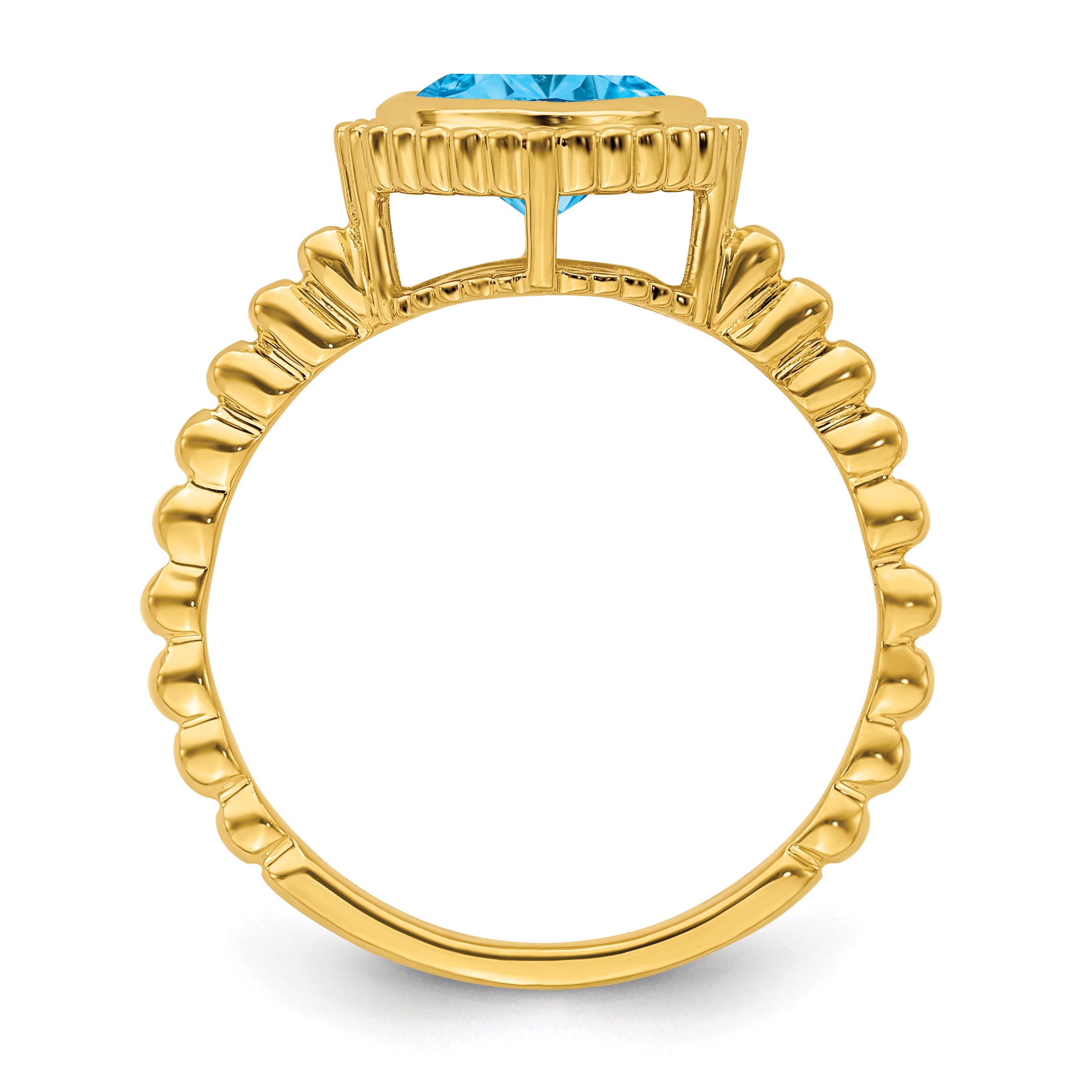 10k Cushion Blue Topaz Ring