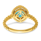10k Cushion Blue Topaz Ring