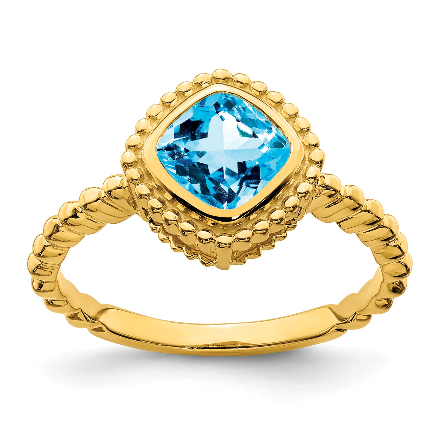 10k Cushion Blue Topaz Ring Main image