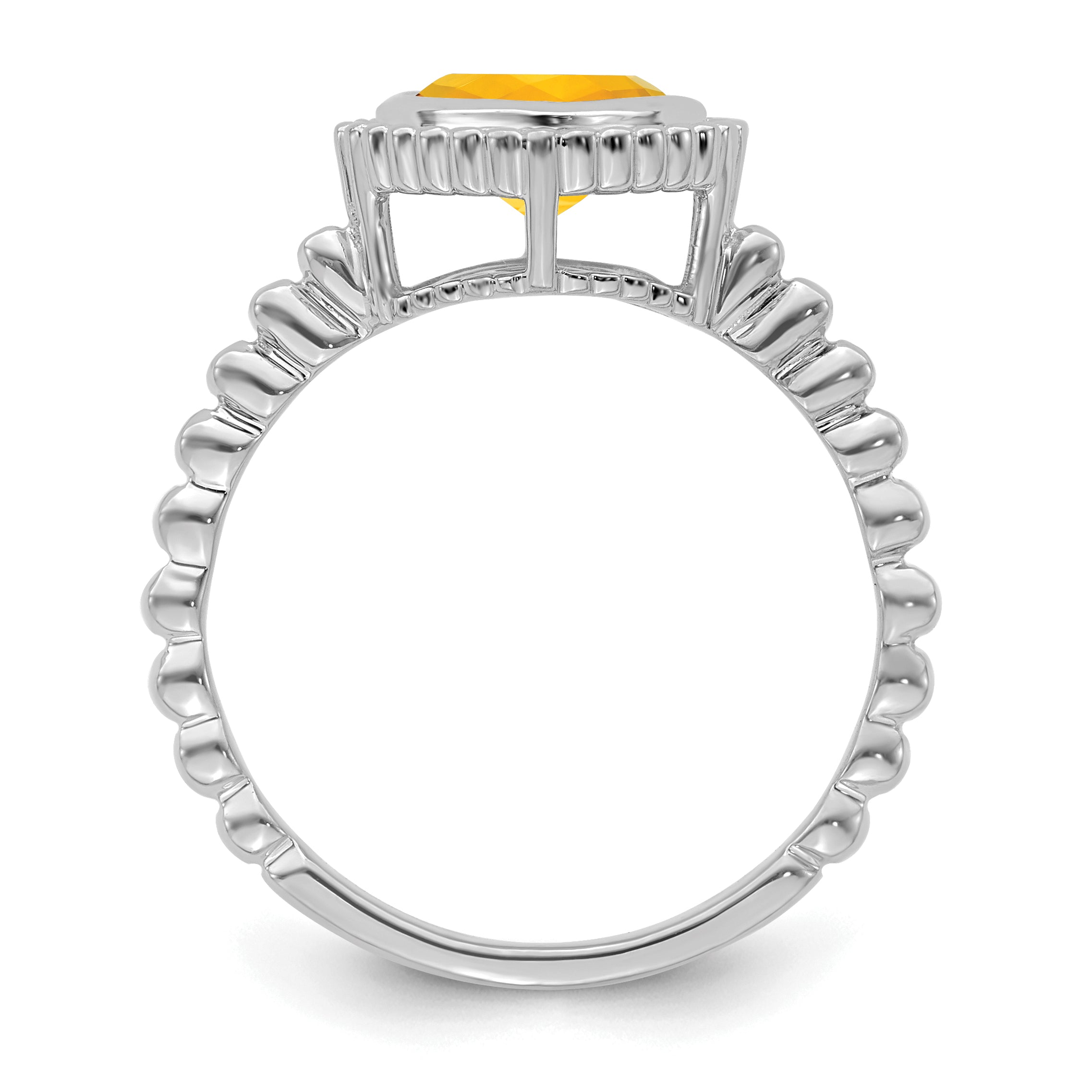 14k White Gold Cushion Citrine Ring Secondary image