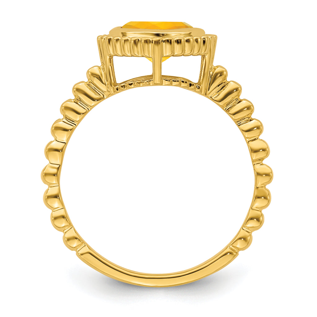 14k Cushion Citrine Ring