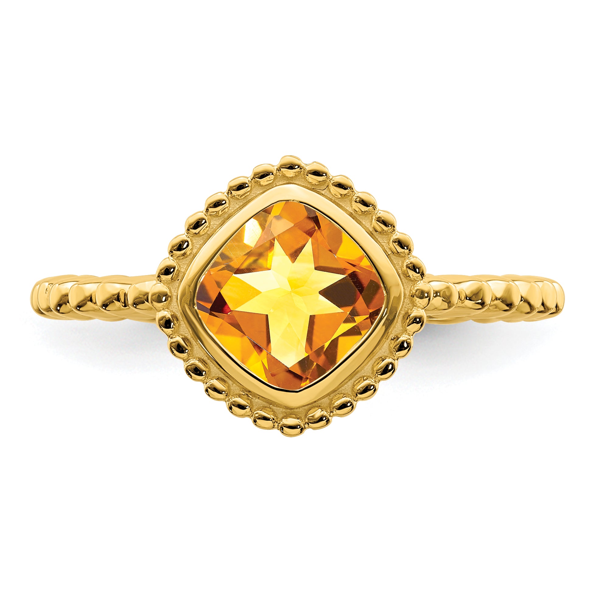 14k Cushion Citrine Ring