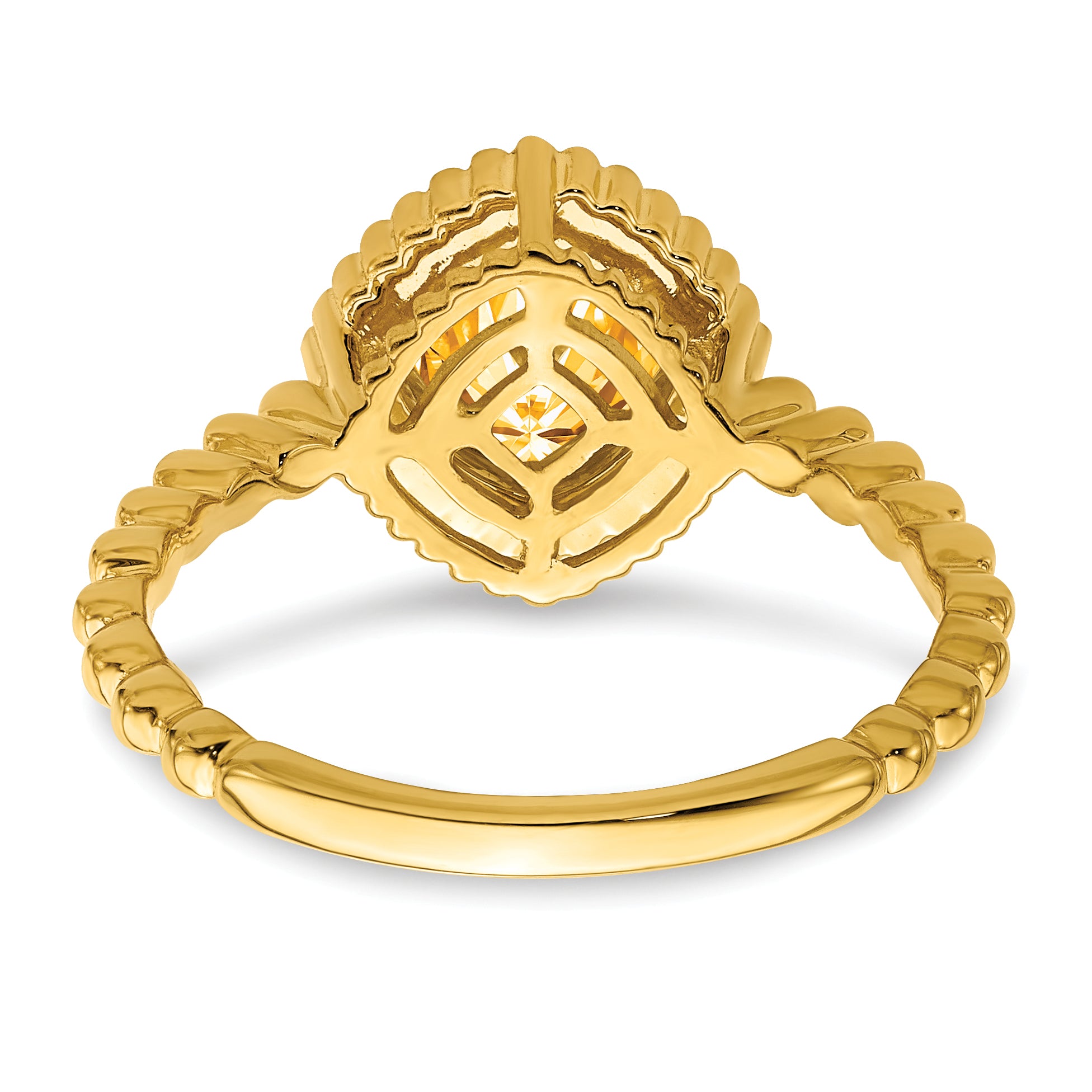 14k Cushion Citrine Ring