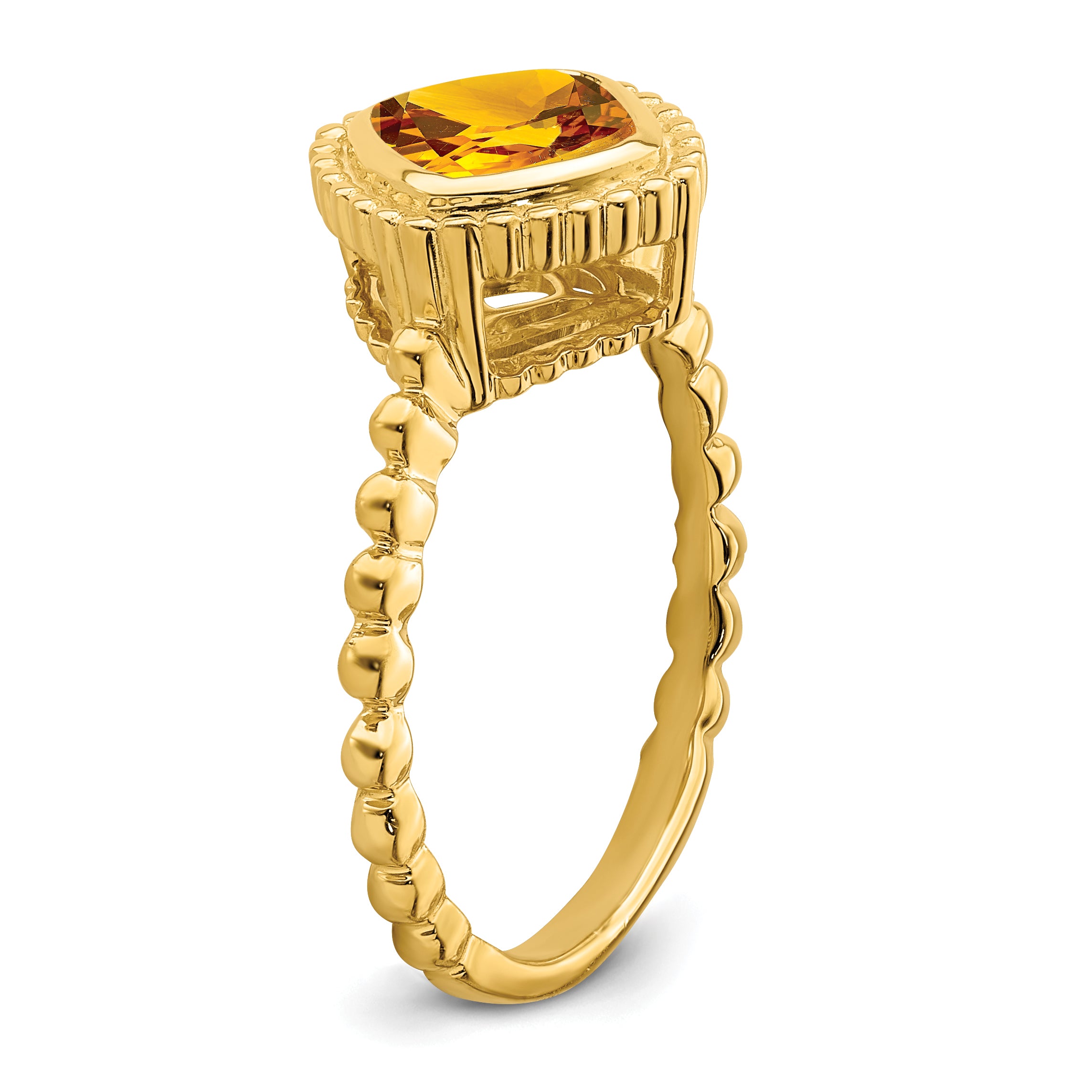14k Cushion Citrine Ring