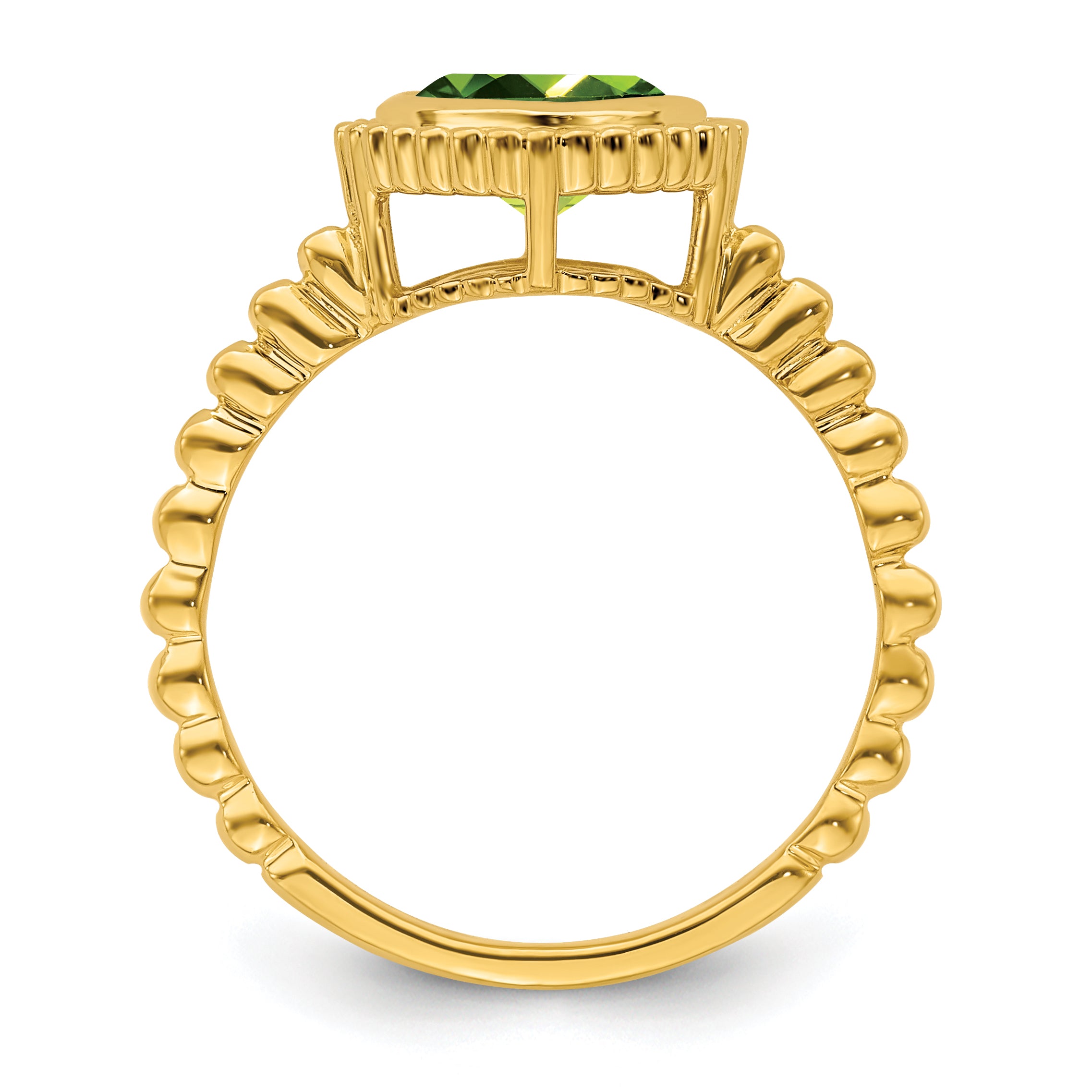 10k Cushion Peridot Ring