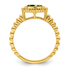 10k Cushion Peridot Ring