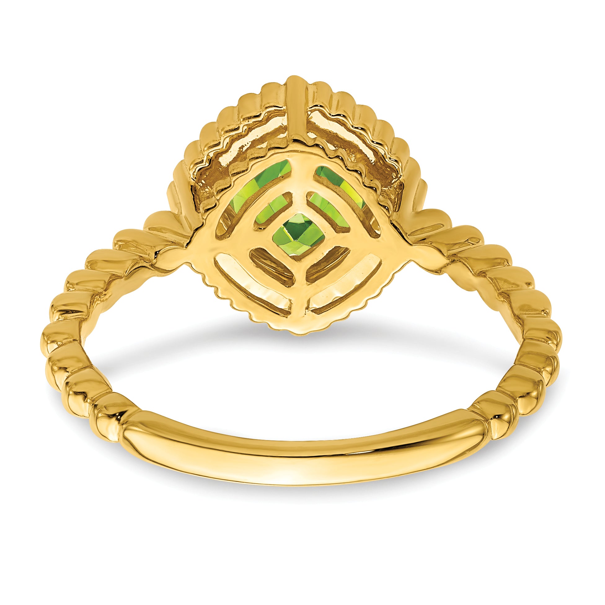 10k Cushion Peridot Ring