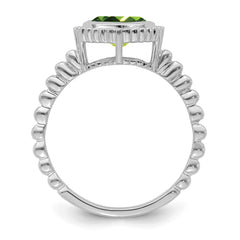 14k White Gold Cushion Peridot Ring