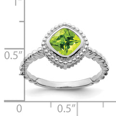 14k White Gold Cushion Peridot Ring