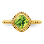 14k Cushion Peridot Ring