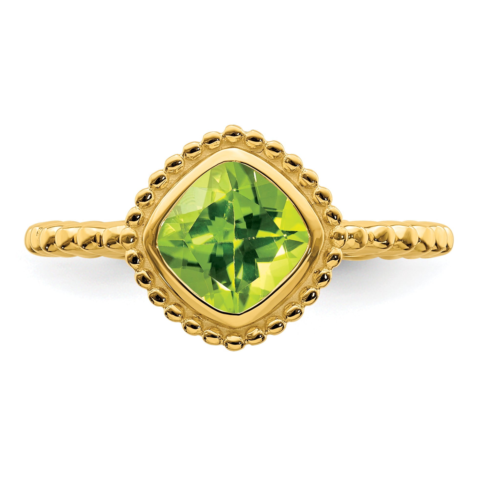 14k Cushion Peridot Ring