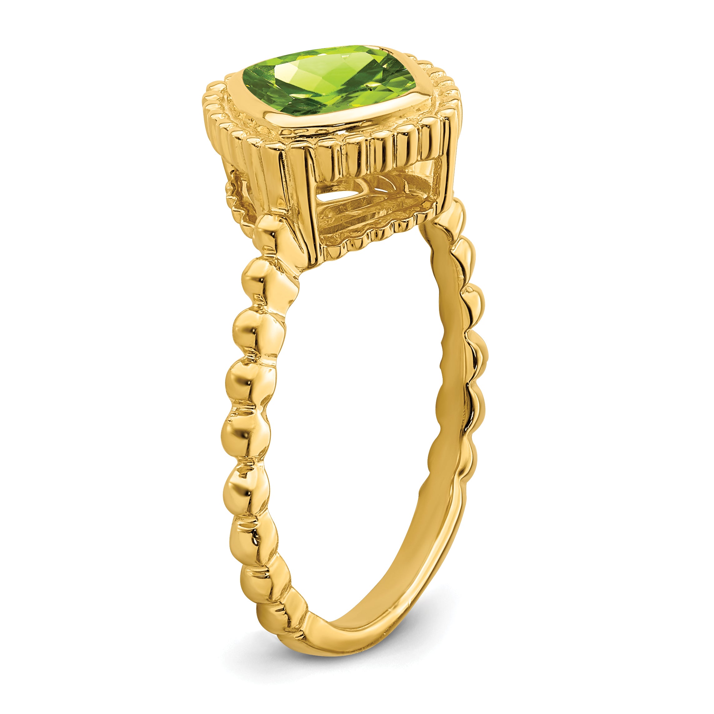 14k Cushion Peridot Ring