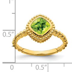 14k Cushion Peridot Ring