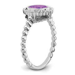 14k White Gold Oval Amethyst Ring