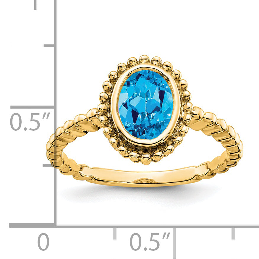 14k Oval Blue Topaz Ring Secondary image