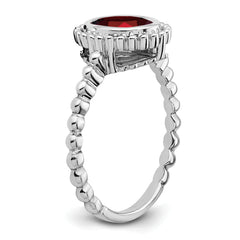 14k White Gold Oval Garnet Ring