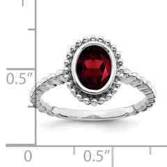 14k White Gold Oval Garnet Ring