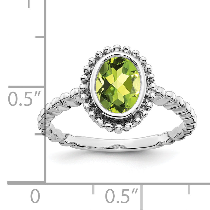 14k White Gold Oval Peridot Ring