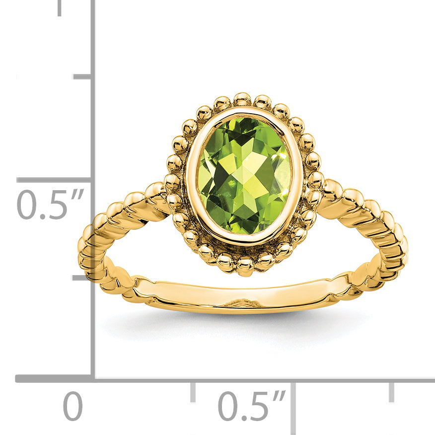 14k Oval Peridot Ring Secondary image