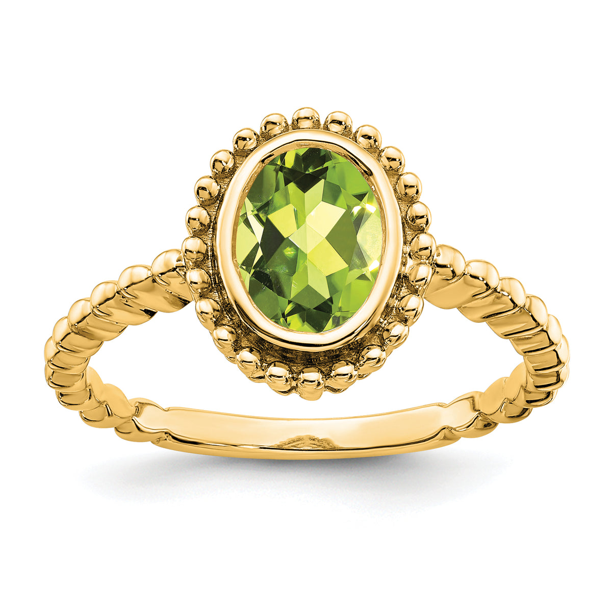 14k Oval Peridot Ring