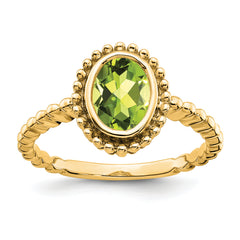 14k Oval Peridot Ring