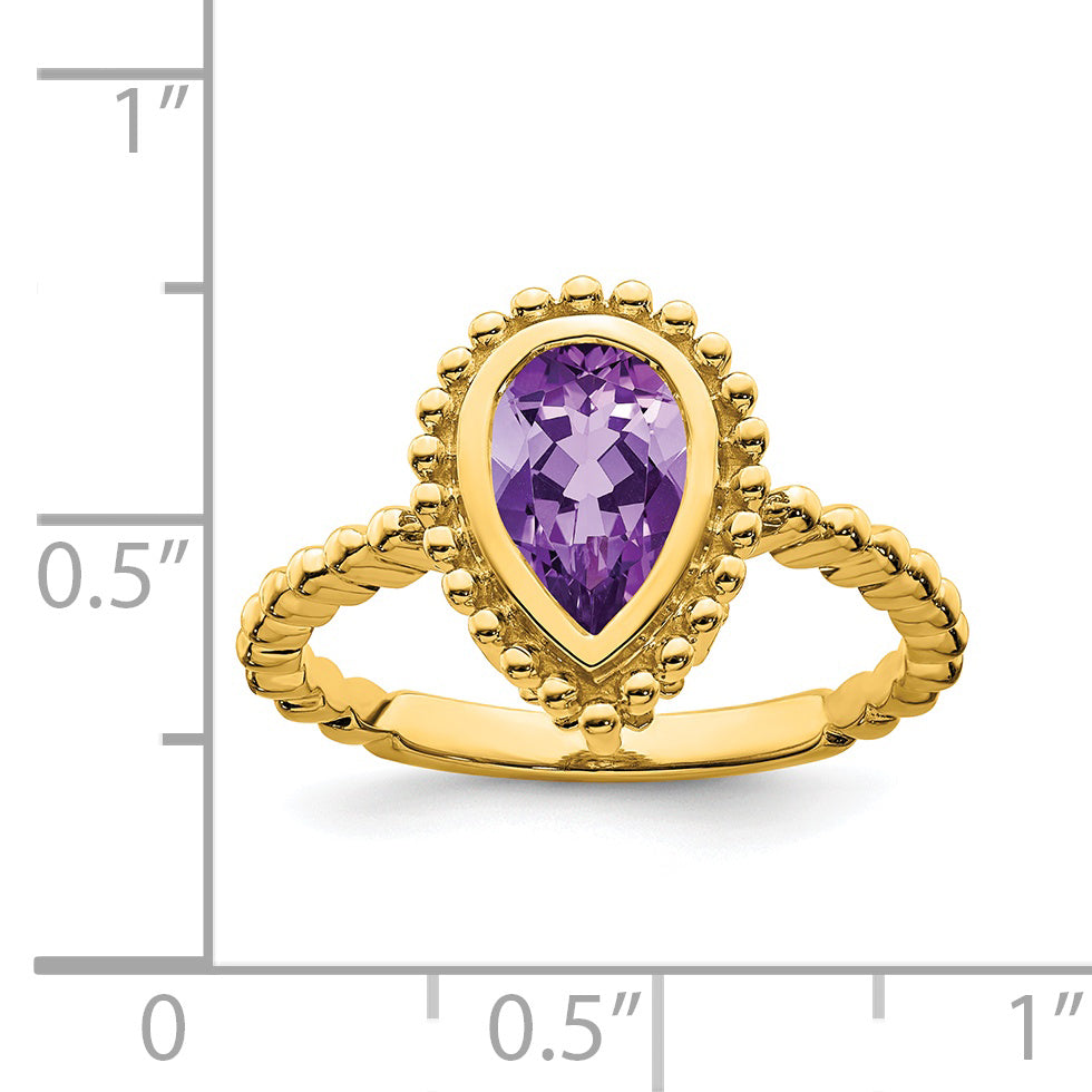 14k Pear Amethyst Ring Secondary image